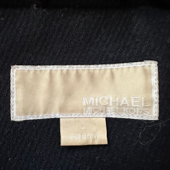 Michael Kors Pea Coat Womens 4 Double Breast Navy Blue Wool Polyester - Picture 4 of 14